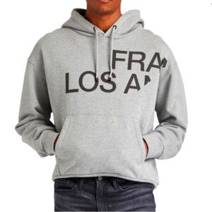 FRAME Gray Long Sleeve Logo Cotton Pullover Hoodie Sweatshirt MSRP $268